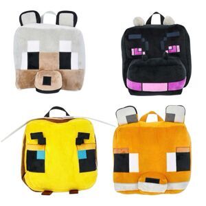 Minecraft Plush Backpacks, Set Of 4, Ender Wolf Fox and Bee